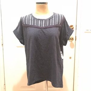 Style & Co. navy blue sweatshirt top w/embroidery
